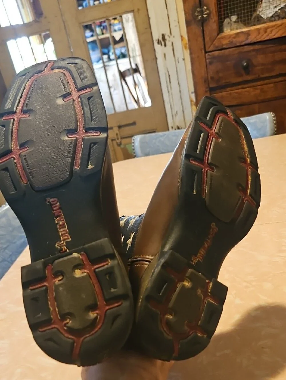 Durango Kids Brown Western Boots with Red, White & Blue Flag Shaft